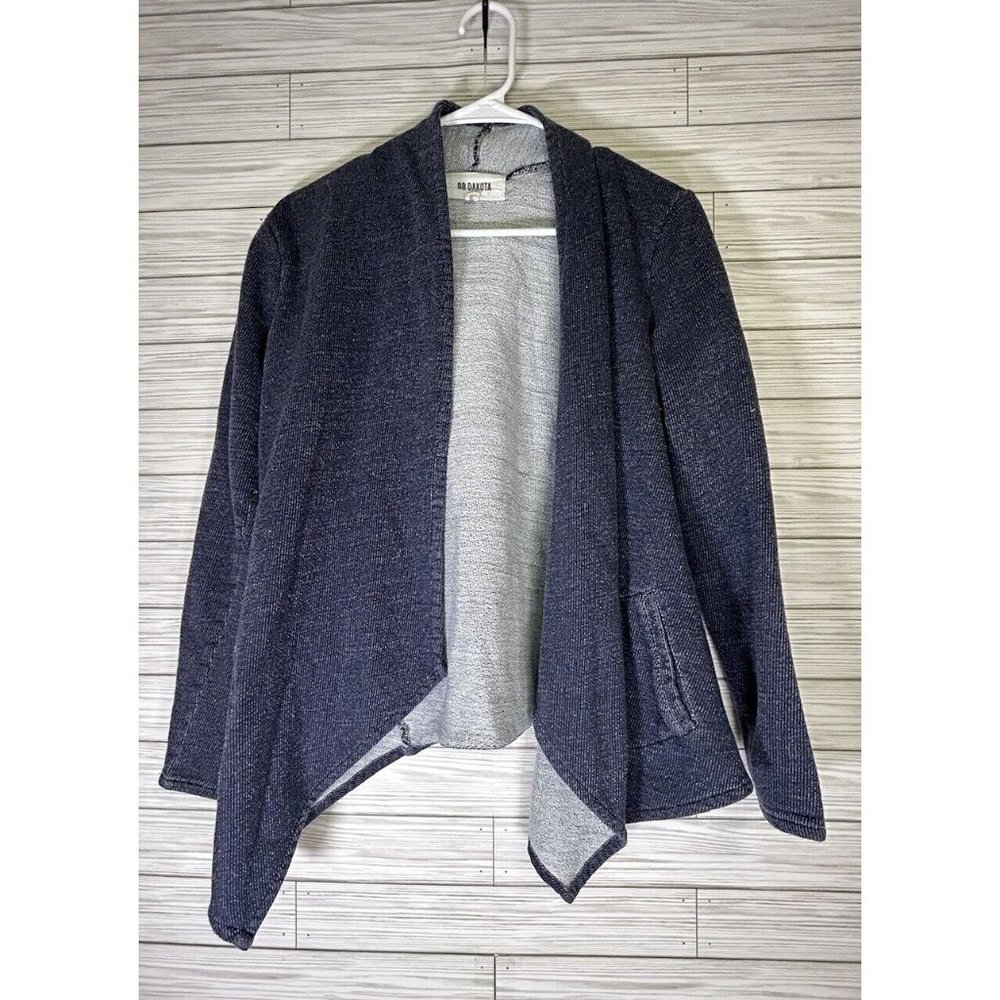 BB Dakota Gray Cardigan Sweater Size Sm Womens Waterfall front‎ Wool Blend